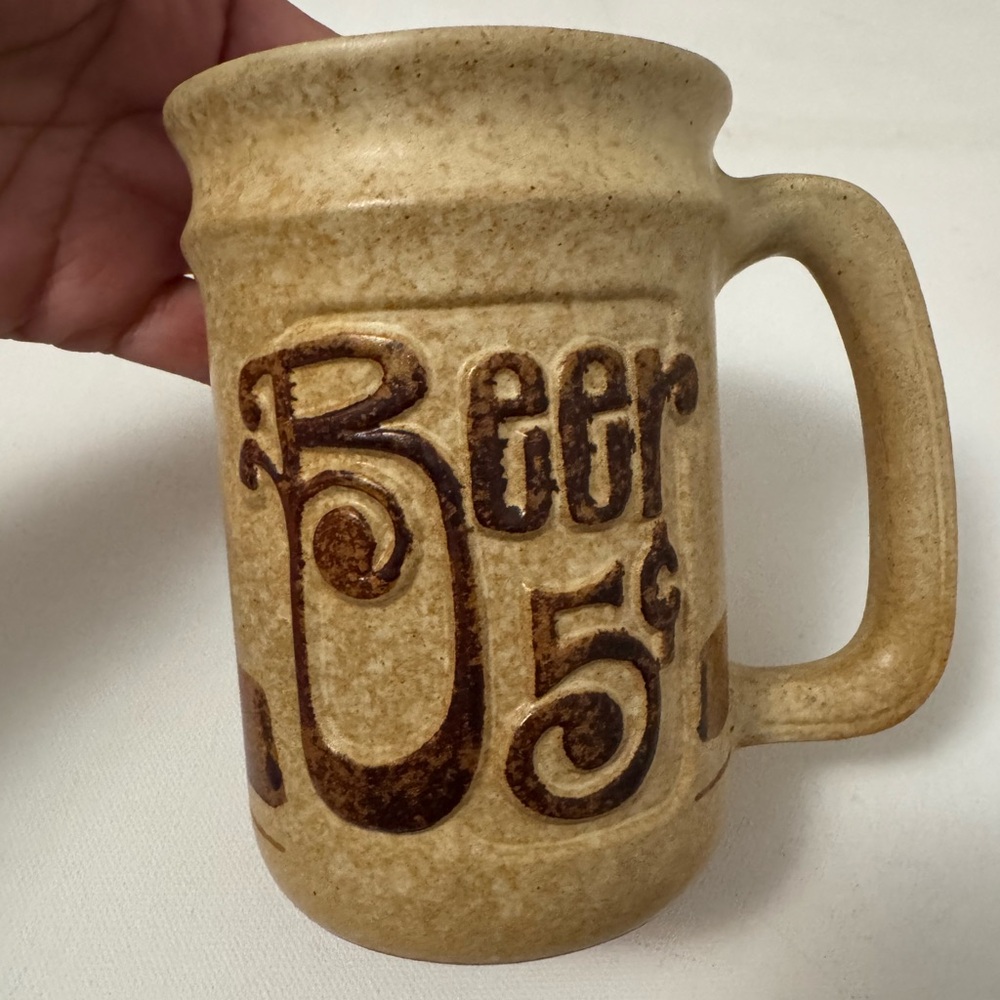 Vintage 70's Pottery Craft USA Beer 5¢ Mug